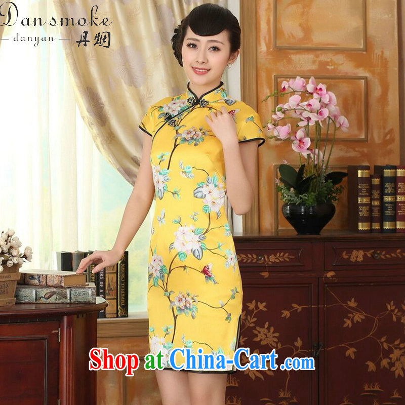 Dan smoke-free summer heavy silk retro classic sauna silk poster stretch the improved cultivation double short cheongsam dress such as the color 2 XL, Bin Laden smoke, shopping on the Internet