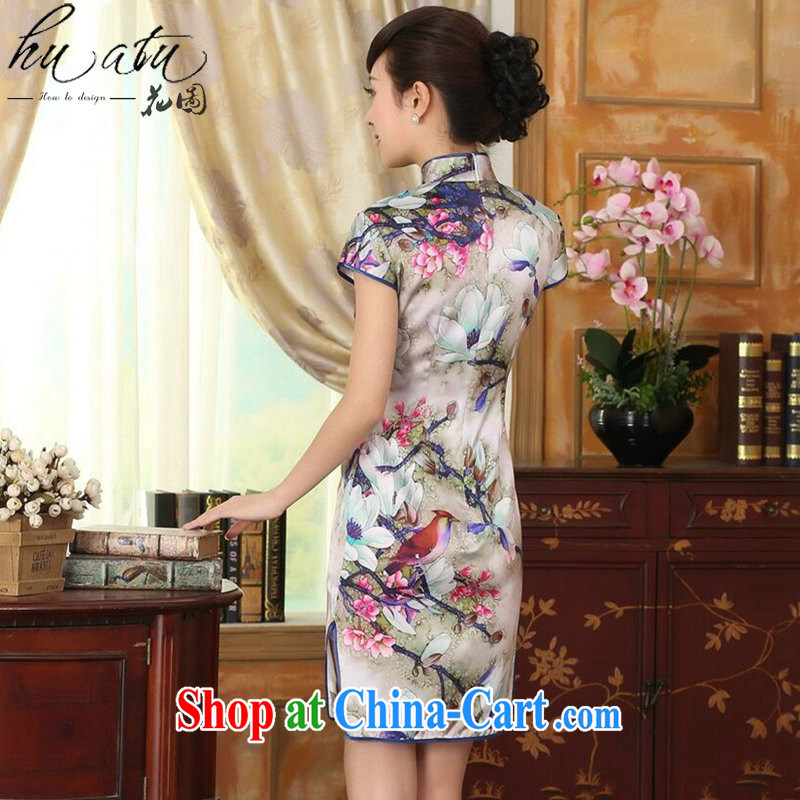 spend the summer heavy Silk Cheongsam poster stretch the improved sauna silk tulip elegant banquet short dresses such as the color 2 XL, figure, and shopping on the Internet