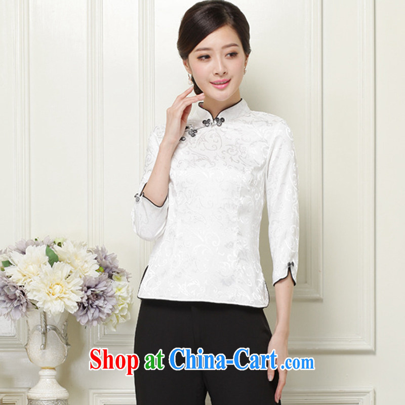 Stakeholders line cloud 2015 National wind 7 cuffs and classy improved cheongsam shirt JT 1059 white XXL stakeholders, the cloud (YouThinking), and, on-line shopping