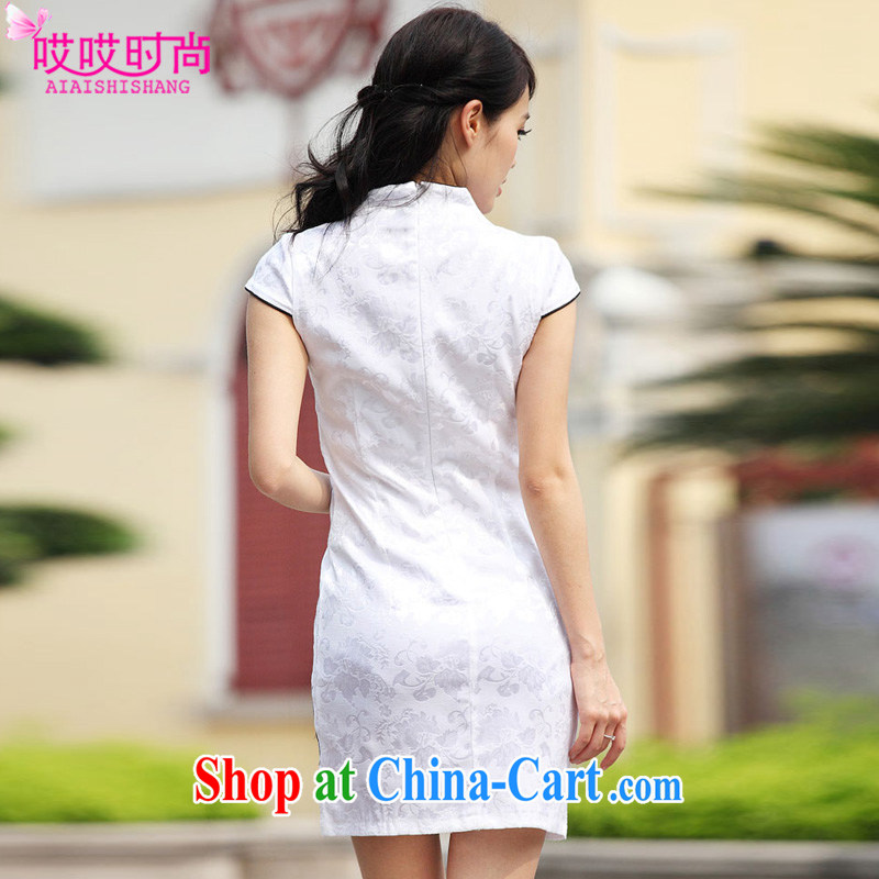 Ah, ah, stylish summer 2015 new female Chinese wind embroidery cheongsam dress A 6903 #black and white XL, ah, ah, stylish, and shopping on the Internet