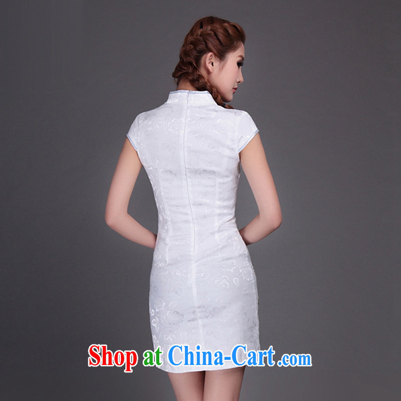 euro-china national wind Cultivating Female qipao 9 color embroidery online flowers rich traditional improved cheongsam Chinese JT 315 #white XXL, the stream (OULIU), and, on-line shopping