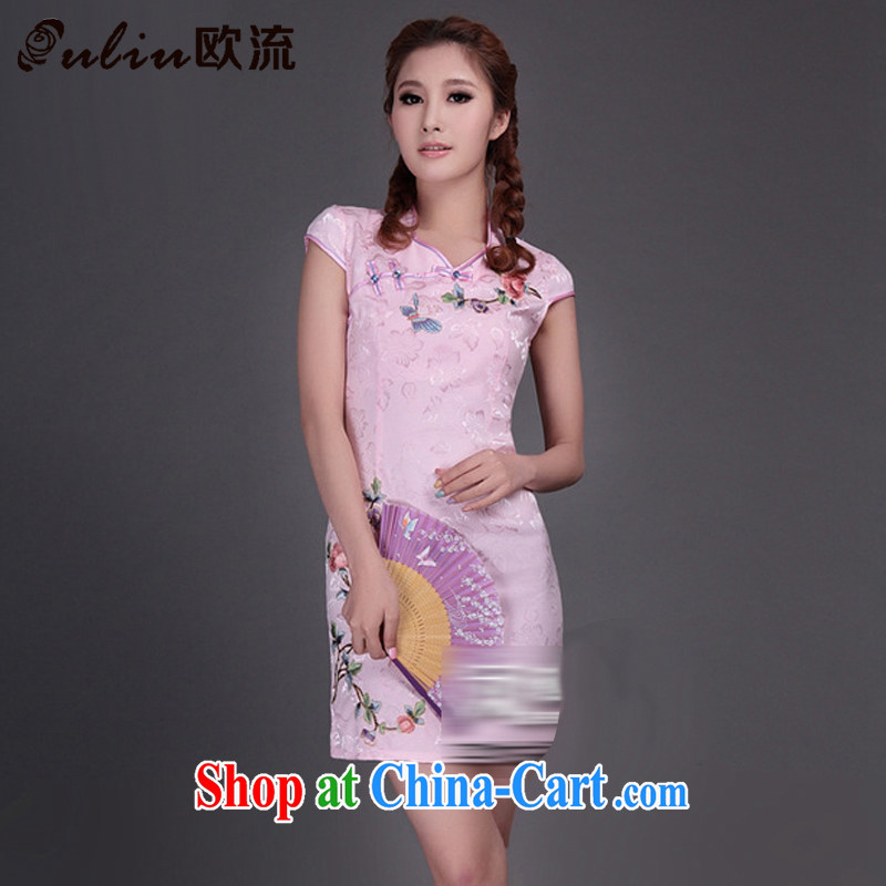 euro-china national wind Cultivating Female qipao 9 color embroidery online flowers rich traditional improved cheongsam Chinese JT 315 #white XXL, the stream (OULIU), and, on-line shopping