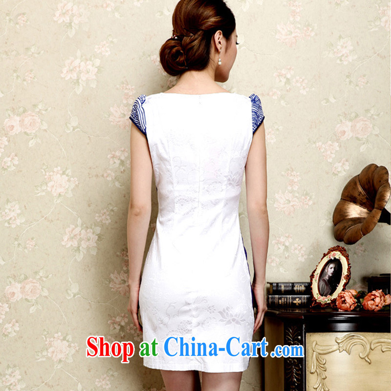The first class elegance Ethnic Wind Cultivating Female improved cheongsam no's round-cut solid, qipao JT 1021 blue XXL, the stream (OULIU), and, on-line shopping