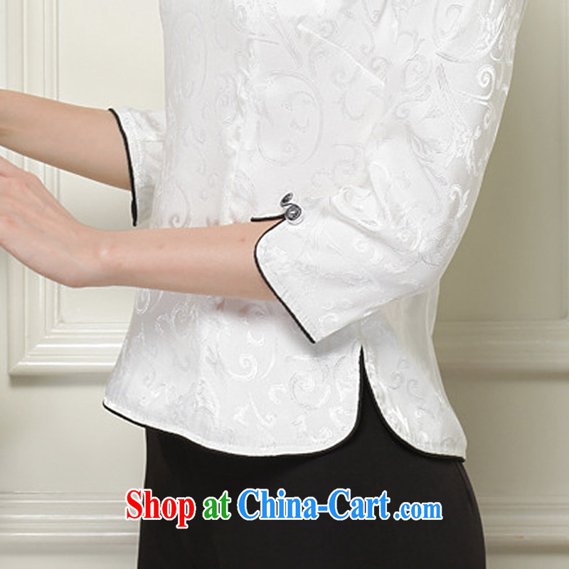 The current 2015 National wind 7 cuffs and classy improved cheongsam shirt JT 1059 white XXL, the stream (OULIU), and, on-line shopping