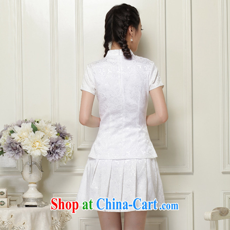 The trendy improved cheongsam Chinese nation has no open's a tight two-piece short set JT 2068 white XL, the stream (OULIU), and shopping on the Internet