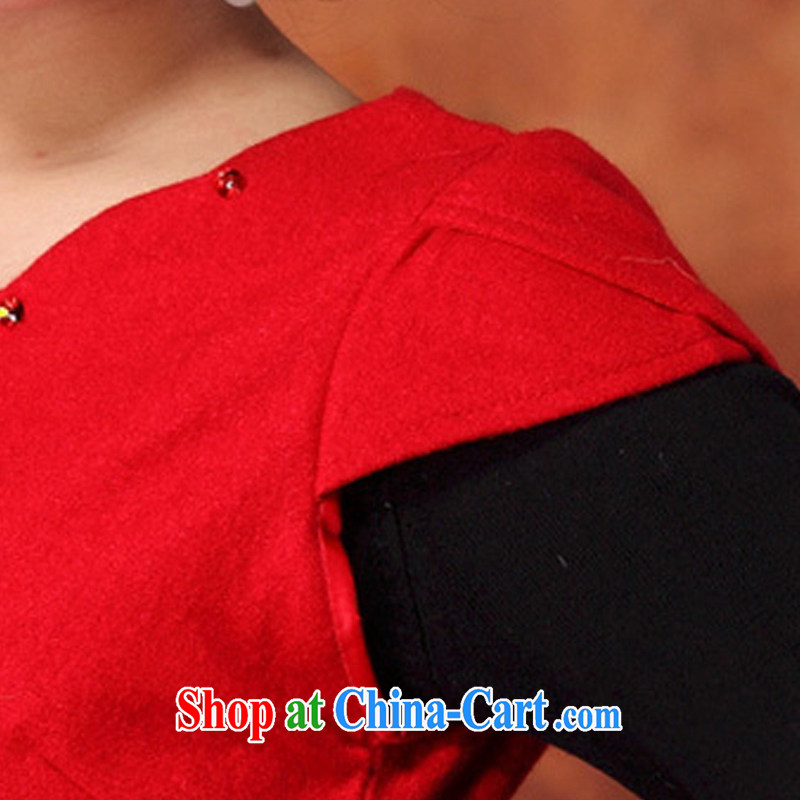 The stream embroidered wool? Short cheongsam red short cheongsam JT 1086 red XXL, European stream (OULIU), and, on-line shopping
