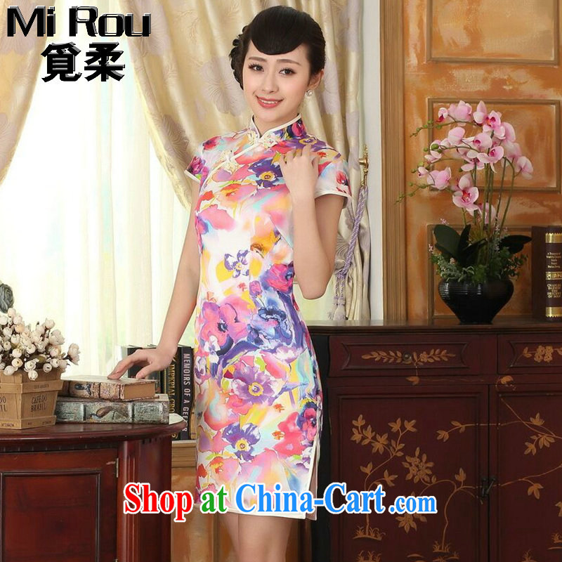 Find Sophie heavy silk summer retro classic, DOS SANTOS for silk painting stretch the improved double short cheongsam 7 color 2 XL, flexible employment, shopping on the Internet