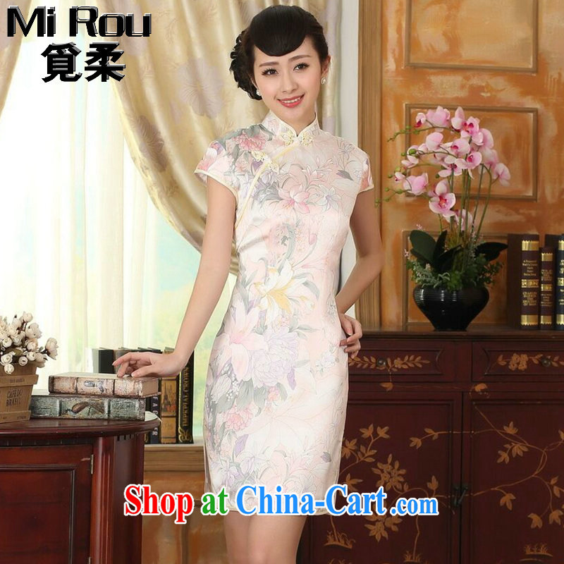 Find Sophie summer women's clothing is silk retro classic stylish sauna silk poster stretch the improved double short cheongsam dress such as the color 2 XL