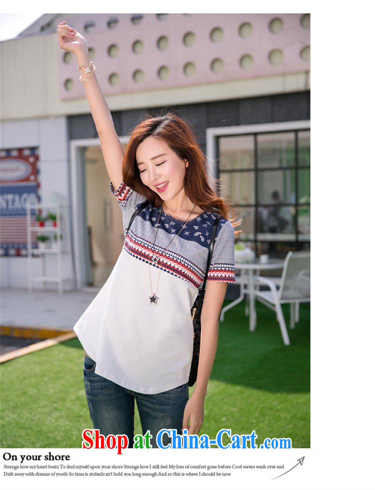 2015 summer edition Korea liberal female round-collar half sleeve larger female T pension blue XXL pictures, price, brand platters! Elections are good character, the national distribution, so why buy now enjoy more preferential! Health