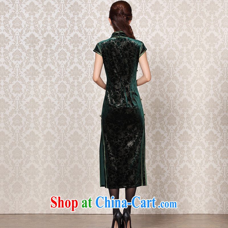 The stream is silk velvet improved stylish dresses and elegant antique banquet, qipao XWG 13 - 6098 dark XXL, the stream (OULIU), shopping on the Internet