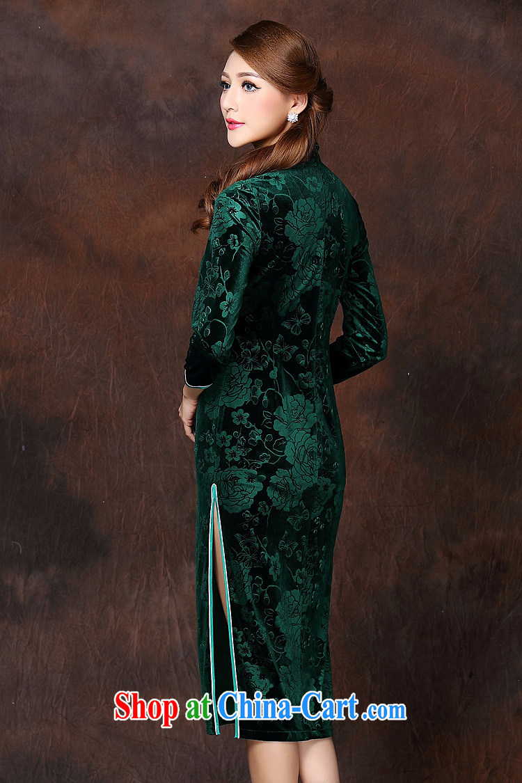 The flow improved Stylish retro embossed 7 cuff wool long cheongsam XWG 141,008 green XXXL pictures, price, brand platters! Elections are good character, the national distribution, so why buy now enjoy more preferential! Health