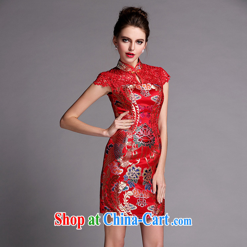 The improved flow and stylish water-soluble cheongsam sexy wedding dress XWG 140,505 red XXL, the stream (OULIU), and shopping on the Internet