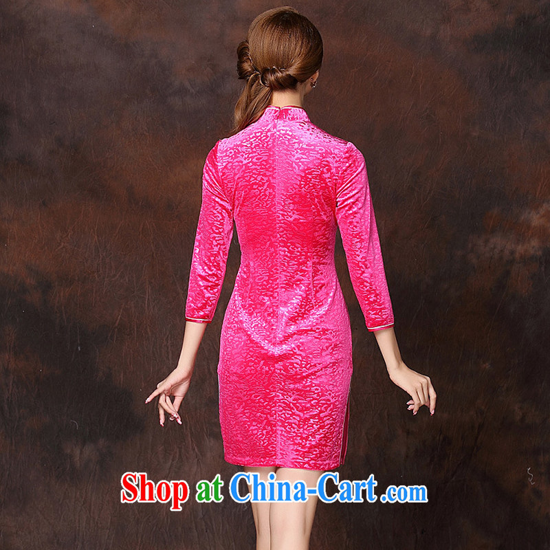 The Class A improved Stylish retro in velvet cuff short cheongsam XWG 141,002 Map Color XXXL, the stream (OULIU), shopping on the Internet