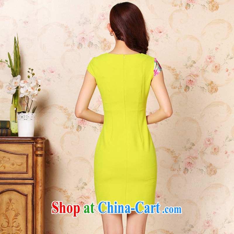 The summer flow, improved stylish three-dimensional embroidery without the forklift truck daily short cheongsam dress XWG 335 Map Color XXL, the stream (OULIU), and, on-line shopping
