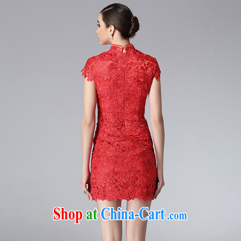 The high flow water-soluble lace cheongsam dress stylish and improved three-dimensional embroidery elegant qipao XWG 8810 red XXL, the stream (OULIU), and, on-line shopping
