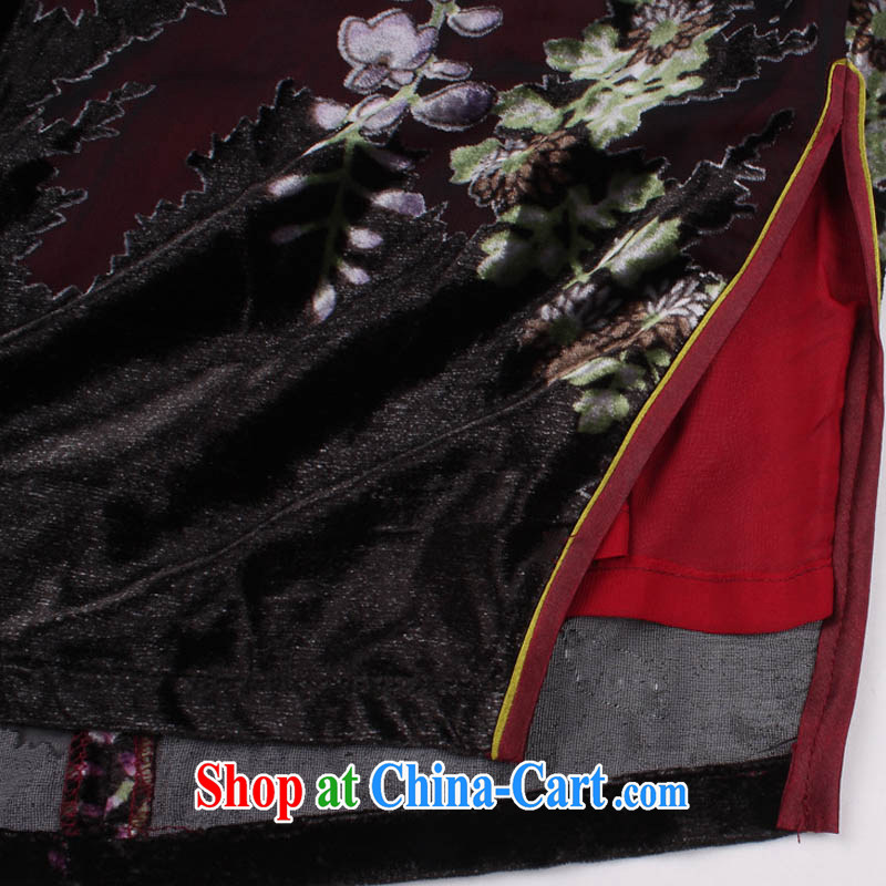 The flow improved stylish silk retro large code sauna Silk Cheongsam MOM skirt XWG 082 - 3 color XXXXL, the stream (OULIU), shopping on the Internet