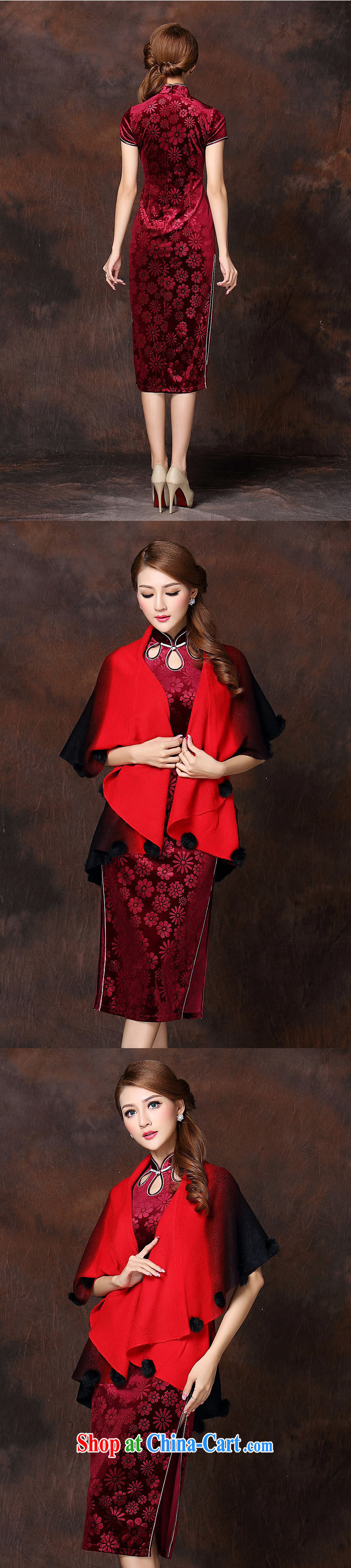 The flow improved Stylish retro-day a short-sleeved wool long cheongsam XWG 141,026 wine red XXXXL pictures, price, brand platters! Elections are good character, the national distribution, so why buy now enjoy more preferential! Health