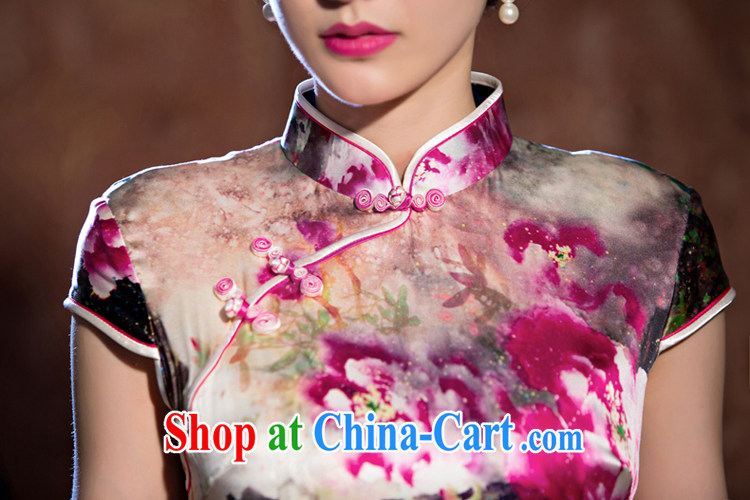 Slim li know day Hong Kong cheongsam new summer retro stylish sauna silk heavy Silk Cheongsam style skirts the color QLZ Q 15 6071 Hong Kong Day XXL pictures, price, brand platters! Elections are good character, the national distribution, so why buy now enjoy more preferential! Health
