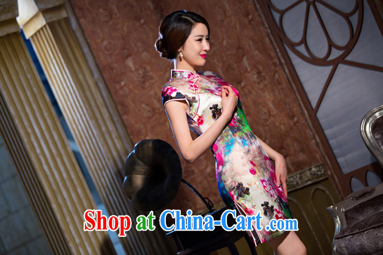 Slim li know day Hong Kong cheongsam new summer retro stylish sauna silk heavy Silk Cheongsam style skirts the color QLZ Q 15 6071 Hong Kong Day XXL pictures, price, brand platters! Elections are good character, the national distribution, so why buy now enjoy more preferential! Health