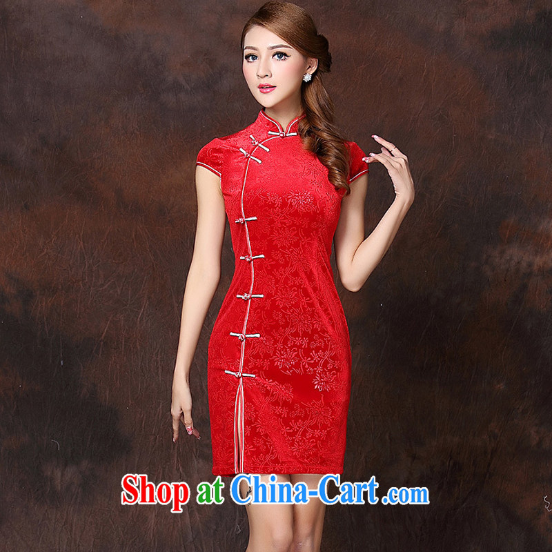 The flow improved Stylish retro unilateral on Ms. lao daily wool short cheongsam XWG 141,022 red XXXXL, the stream (OULIU), shopping on the Internet
