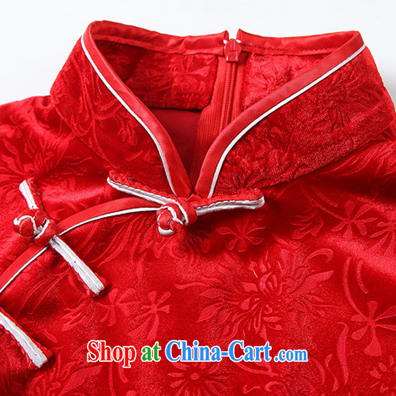 The flow improved Stylish retro unilateral on Ms. lao daily wool short cheongsam XWG 141,022 red XXXXL, the stream (OULIU), shopping on the Internet