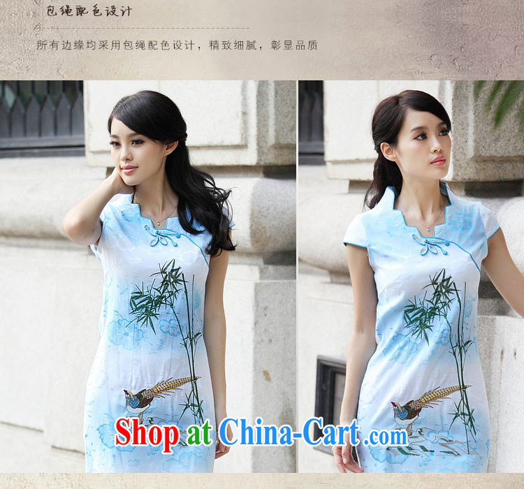 Ah, ah, stylish summer 2015 new female short sleeve retro cheongsam dress A 6910 #blue XL pictures, price, brand platters! Elections are good character, the national distribution, so why buy now enjoy more preferential! Health