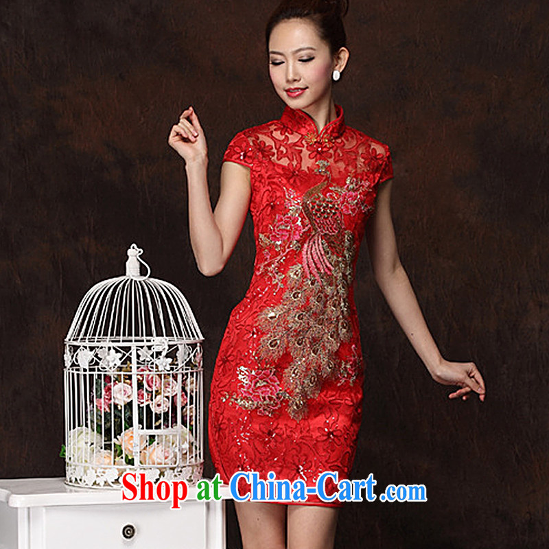 The trendy improved Phoenix marriage toast clothing qipao XWG 238 red XXL, the stream (OULIU), and shopping on the Internet