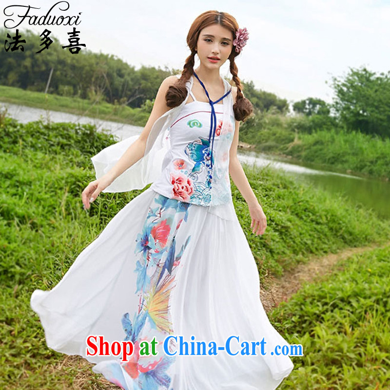 The more than 2015 Southern New Women 5 M large snow woven green digital stamp fairy skirt skirt body 6914 picture color, the more-hi (FADUOXI), shopping on the Internet