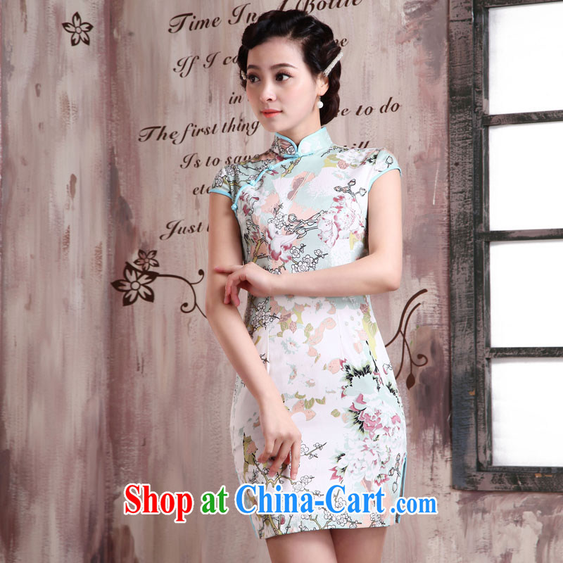 Jubilee 1000 bride's 2015 spring and summer new women with stylish retro improved cultivating graphics thin ethnic wind short, daily cheongsam dress X 2024 pixels, XXL, 1000 Jubilee bride, and shopping on the Internet