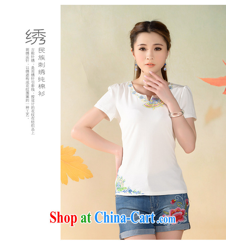 Black butterfly YK 9635 2015 summer new ethnic wind blouses beautiful embroidered graphics thin short-sleeve shirt T female white XXL pictures, price, brand platters! Elections are good character, the national distribution, so why buy now enjoy more preferential! Health
