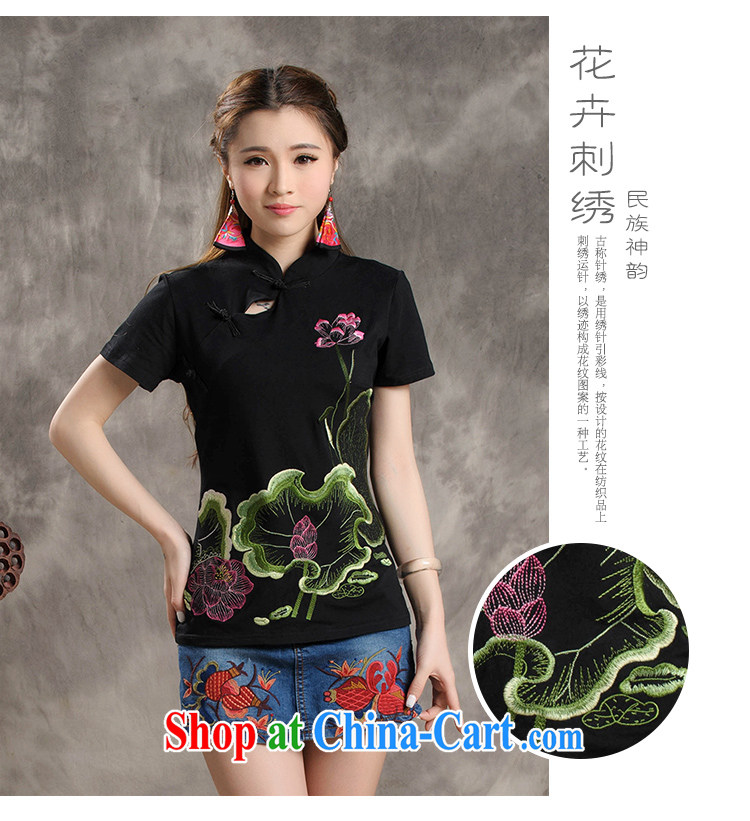 Black butterfly XS 8236 2015 National wind summer new female solid T-shirt, collar embroidered beauty larger short-sleeved T shirts of red XXXL pictures, price, brand platters! Elections are good character, the national distribution, so why buy now enjoy more preferential! Health