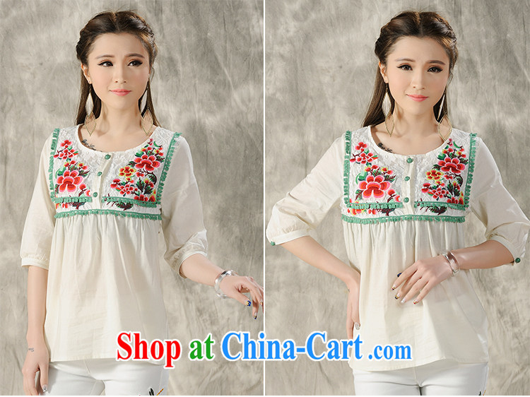 Black butterfly YK 9601 2015 spring and summer new blouses original ethnic wind embroidered round collar cuff T shirts female white XXL pictures, price, brand platters! Elections are good character, the national distribution, so why buy now enjoy more preferential! Health