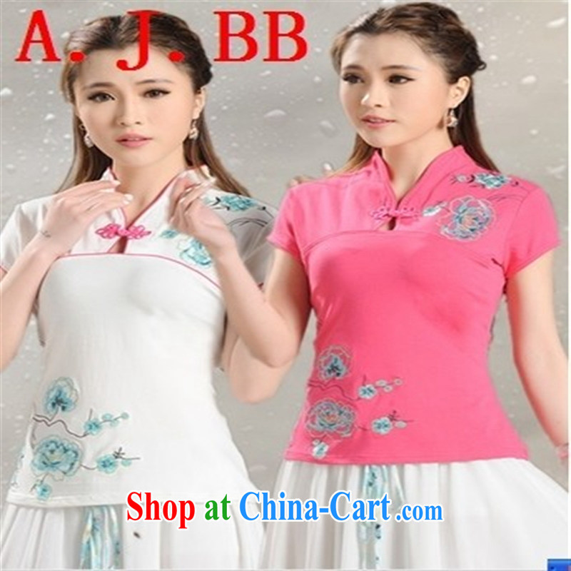 Black butterfly E 9202 summer 2015 New National wind blouses, embroidered for ethnic wind short sleeve shirt T female white XXXXL, A . J . BB, shopping on the Internet