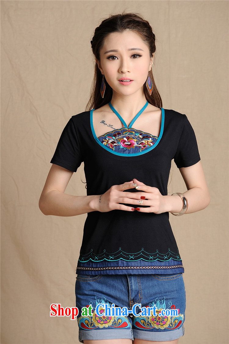 Black butterfly E 9193 National wind blouses summer 2015 New Beauty embroidery take short-sleeved shirt T female black XXXXL pictures, price, brand platters! Elections are good character, the national distribution, so why buy now enjoy more preferential! Health
