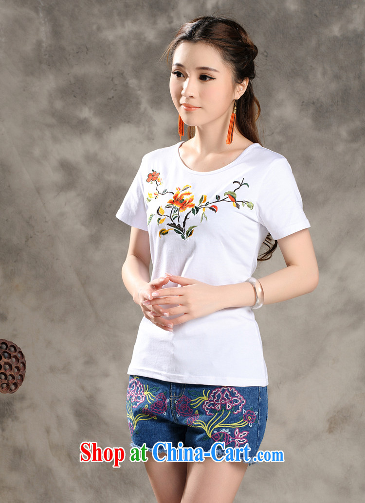 Black butterfly YT 808 summer 2015 New National wind blouses embroidery take-neck beauty graphics thin short-sleeve shirt T female white XXL pictures, price, brand platters! Elections are good character, the national distribution, so why buy now enjoy more preferential! Health