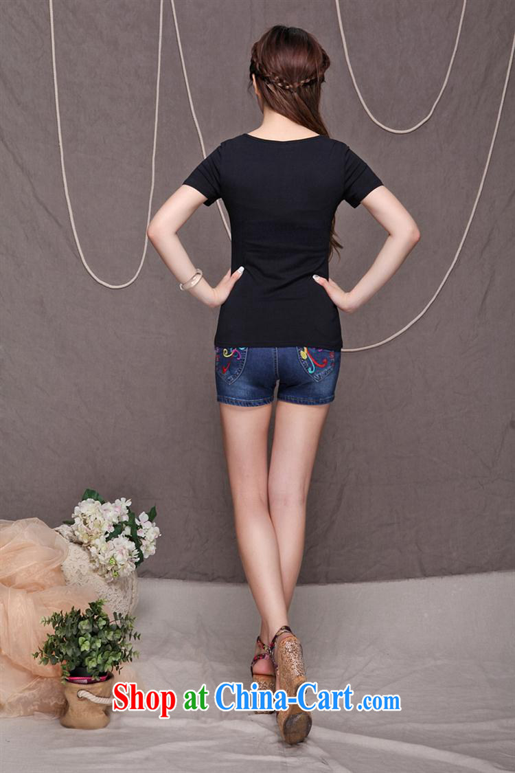 Black butterfly YK 9413 summer 2015 Chinese National wind women exquisite embroidered beauty graphics thin round-collar short-sleeve shirt T female black XXL pictures, price, brand platters! Elections are good character, the national distribution, so why buy now enjoy more preferential! Health