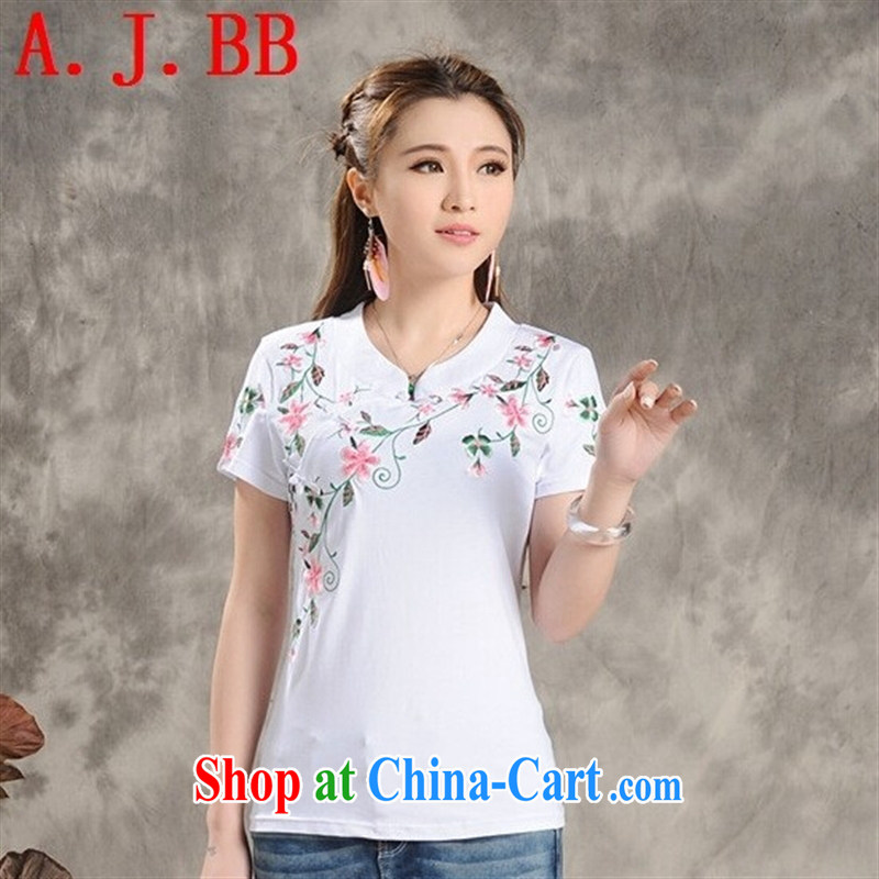 Black butterfly E 9204 2015 summer new blouses, for a tight national wind embroidered beauty short-sleeved T-shirt girl green XXXXL, A . J . BB, and shopping on the Internet