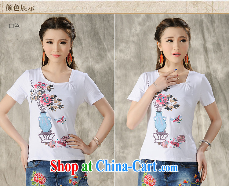 Black butterfly YK 9497 2015 spring and summer new ethnic wind blouses beautiful embroidered graphics thin short sleeved shirt T female white XXL pictures, price, brand platters! Elections are good character, the national distribution, so why buy now enjoy more preferential! Health