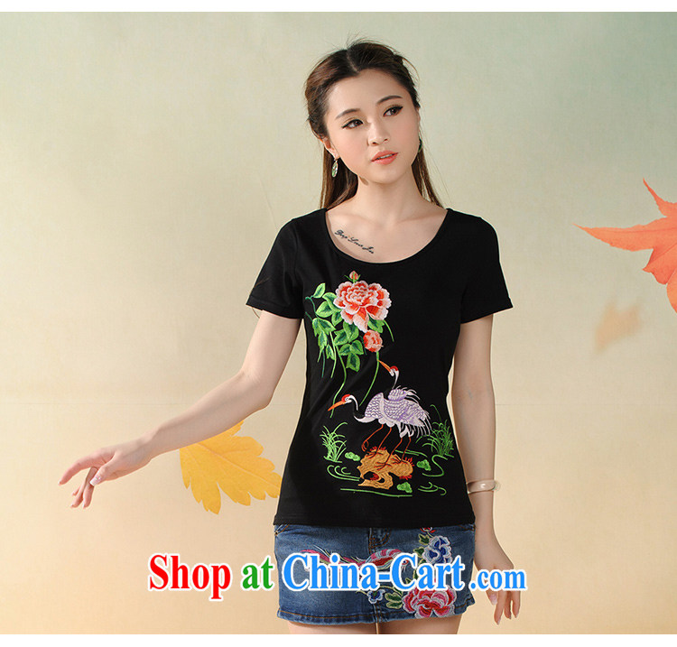 Black butterfly YK 9633 summer 2015 New National wind women solid T-shirt and embroidery the code round-collar short-sleeve shirt T white XXXXL pictures, price, brand platters! Elections are good character, the national distribution, so why buy now enjoy more preferential! Health