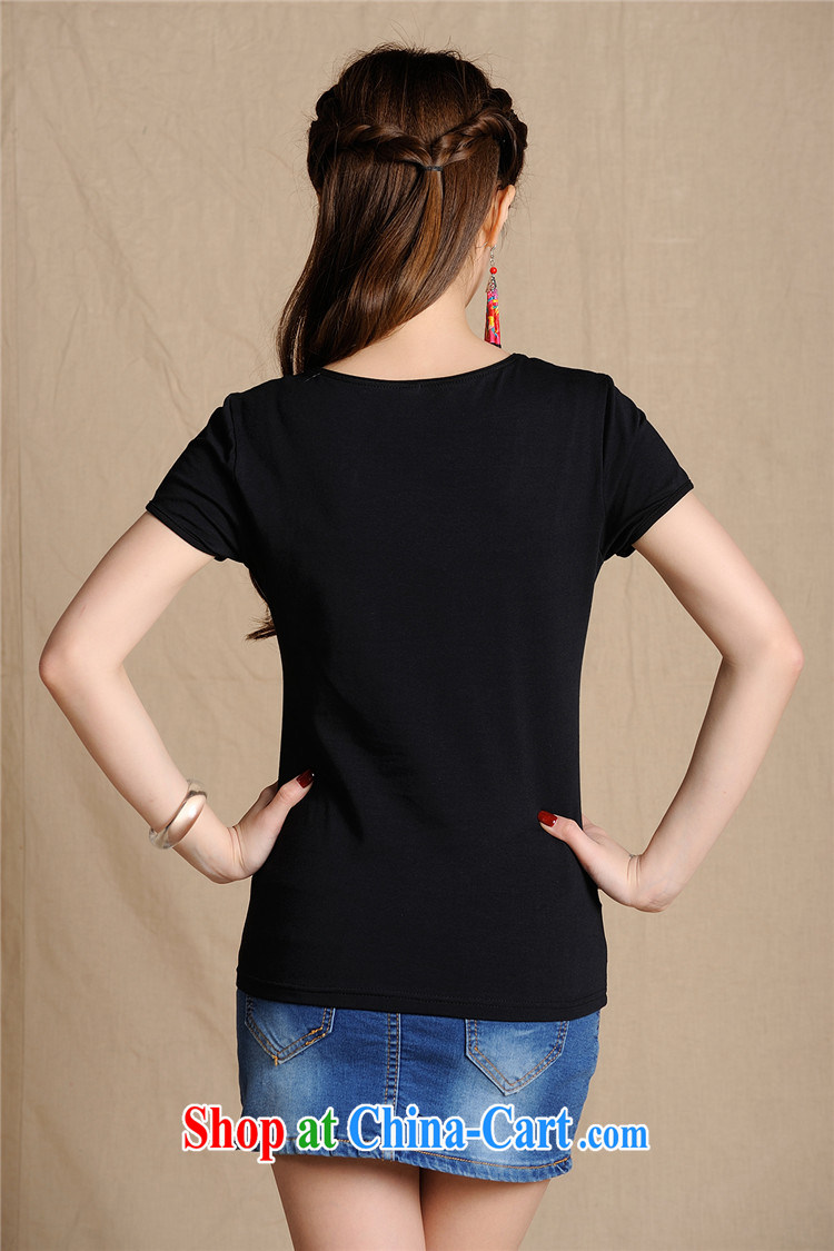 Black butterfly E 9199 National wind summer 2015 new female solid T-shirt embroidered cultivating female short-sleeved shirt T female black XXL pictures, price, brand platters! Elections are good character, the national distribution, so why buy now enjoy more preferential! Health