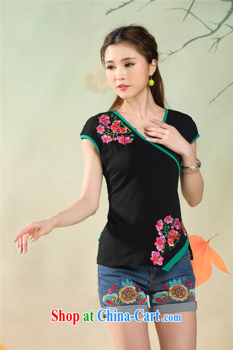 Black butterfly E 9208 summer 2015 new female ethnic wind jacket V collar embroidered short sleeves asymmetric short-sleeved T-shirt girls batch white XXXL pictures, price, brand platters! Elections are good character, the national distribution, so why buy now enjoy more preferential! Health
