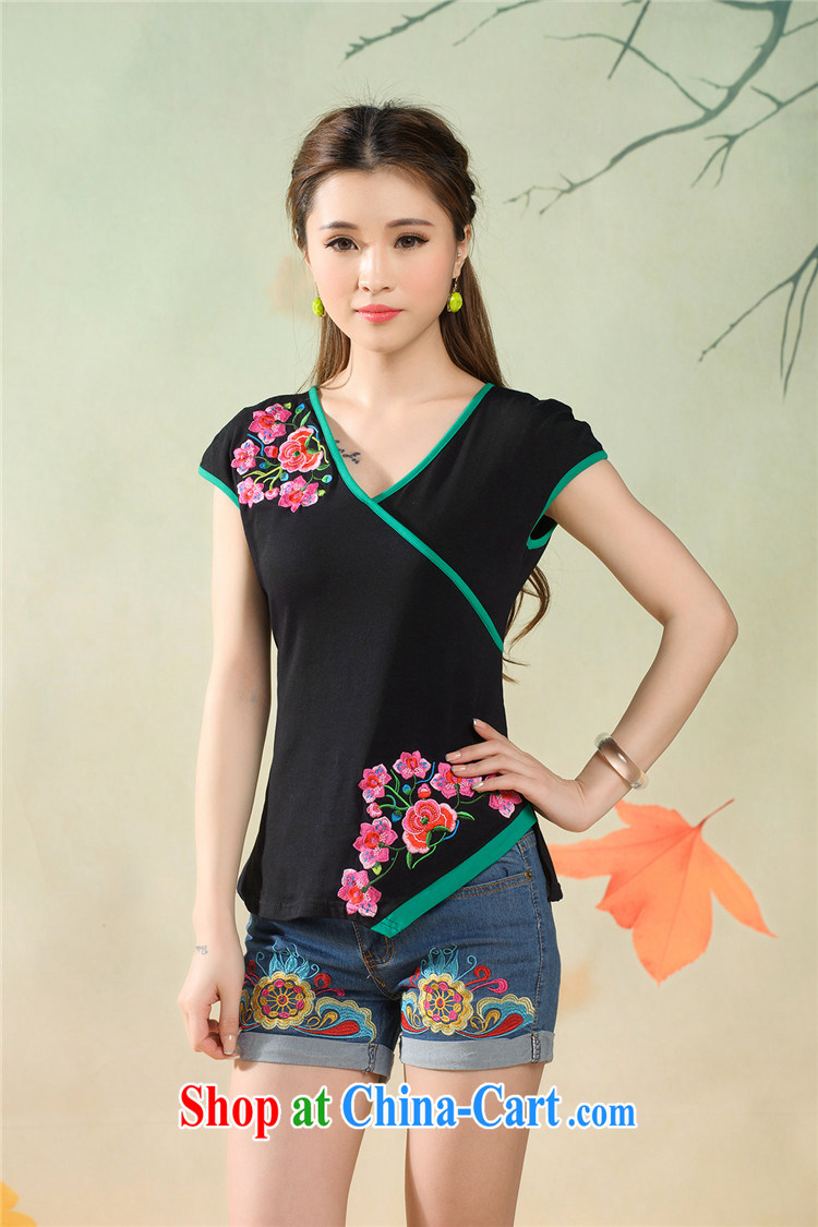 Black butterfly E 9208 summer 2015 new female ethnic wind jacket V collar embroidered short sleeves asymmetric short-sleeved T-shirt girls batch white XXXL pictures, price, brand platters! Elections are good character, the national distribution, so why buy now enjoy more preferential! Health