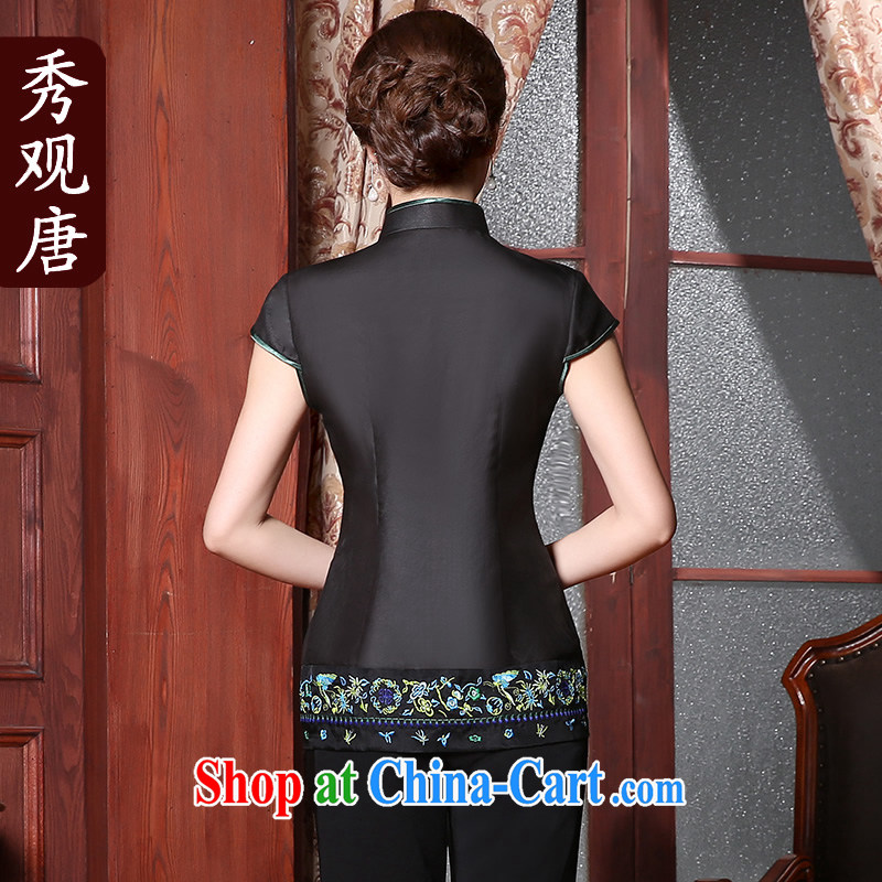 The CYD HO Kwun Tong' old Mr NGAN Kam-chuen silk incense cloud yarn Tang on summer 2015 new outfit, Ms. T-shirt black XXL, Sau looked Tang, shopping on the Internet