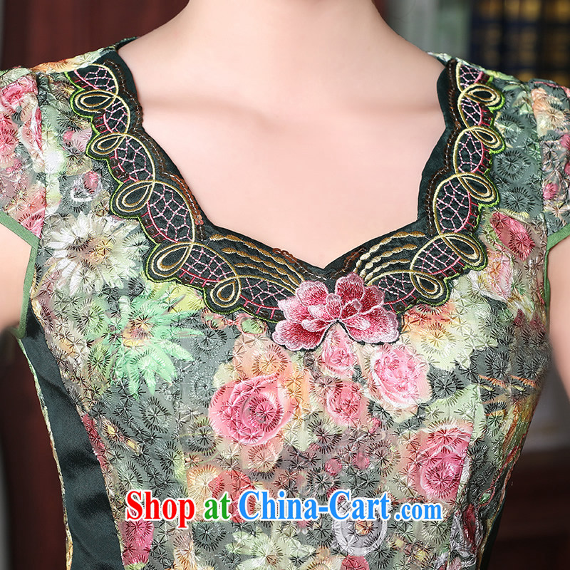 The CYD HO Kwun Tong' green summer 2015 new daily cultivating cheongsam dress improved retro dress suit XXL, Sau looked Tang, shopping on the Internet