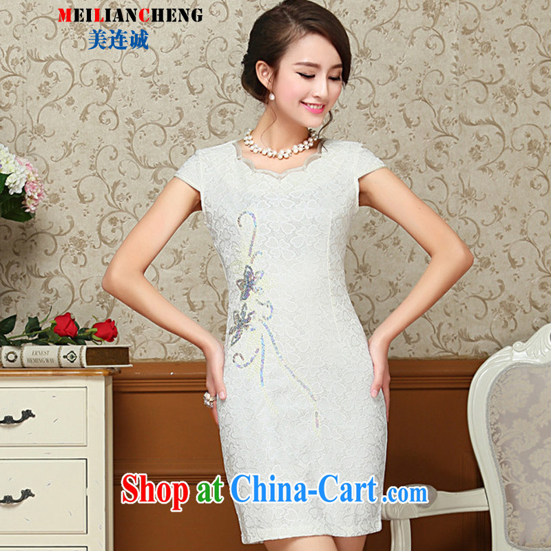 and the United States and even summer 2015 new stylish and elegant and refined dresses beauty graphics thin dresses lace stitching embroidered petal collar further skirt pink XXL, the 1000 (BENQIAN), online shopping
