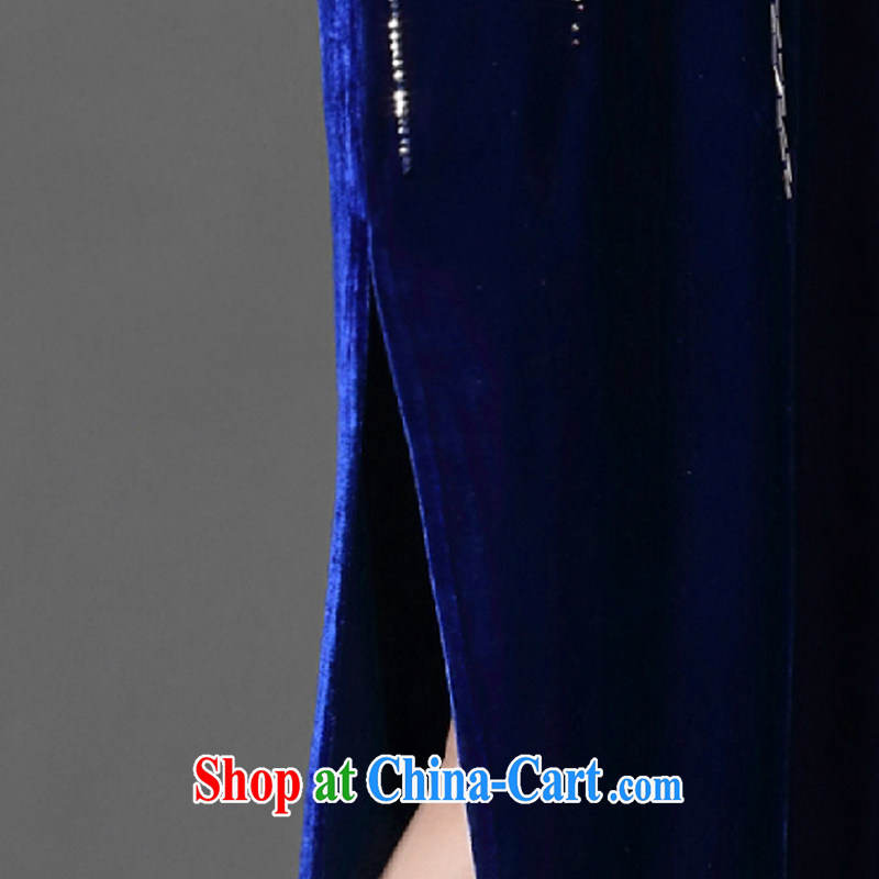 The long, gold velour cheongsam dress Chinese antique dresses serving toast AQE 001 purple XXXL, OSCE (OULIU), shopping on the Internet