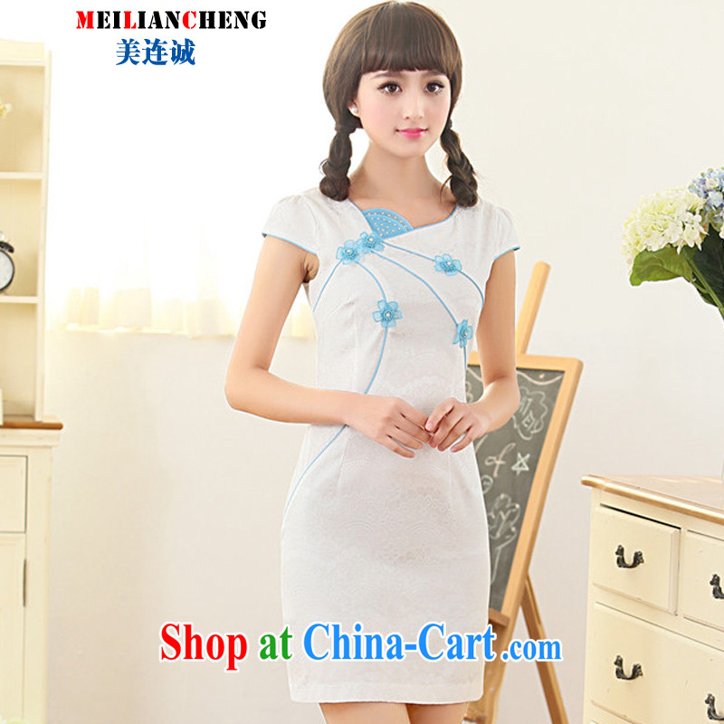 and the United States and even in summer 2015, new lace stitching embroidered dresses retro elegant refined and stylish beauty short cheongsam further skirt pink XXL, the 1000 (BENQIAN), online shopping