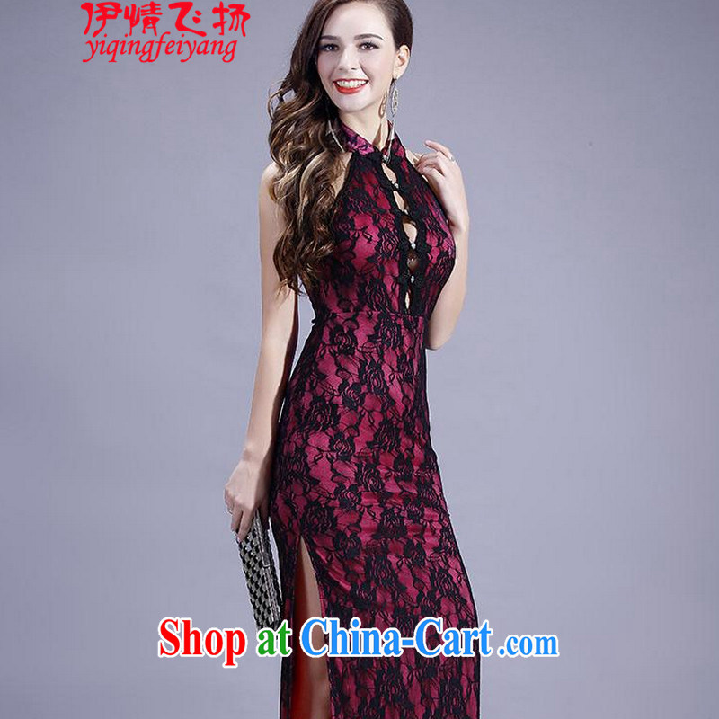 The flies love 2015 New on the truck night dresses long antique roses embroidery back exposed dresses T C 401 807 red, and flies, and shopping on the Internet