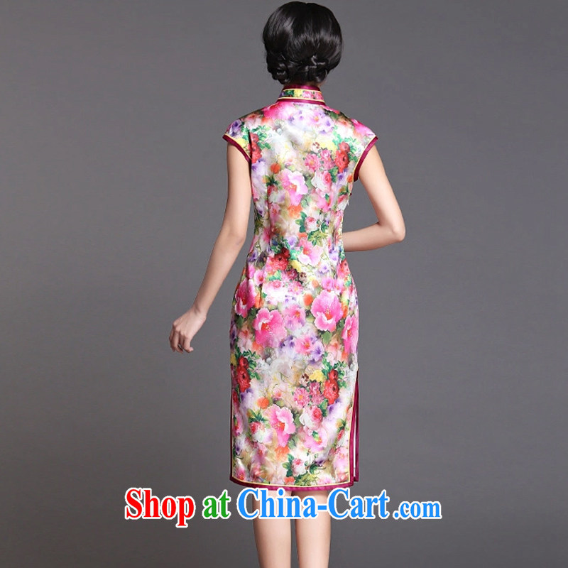 The First Class National wind girls spring and summer floral heavy silk flag fashion long dress dresses AQE 019 XXXL suit, the stream (OULIU), and, on-line shopping