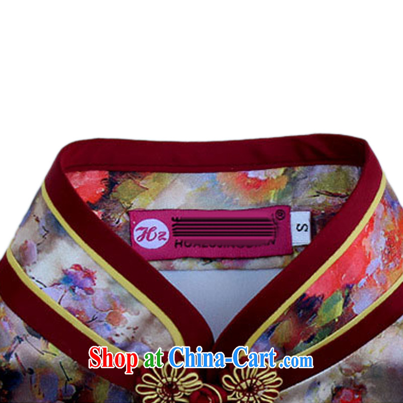 The Best Original Design Silk Cheongsam dress, long, China wind high sauna silk dress dresses AQE 022 XXXL suit, the stream (OULIU), shopping on the Internet